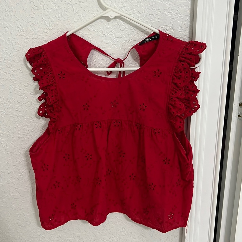 Zara red blouse.